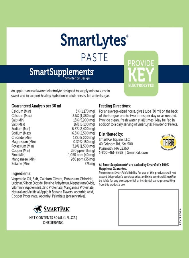 SmartEquine SmartLytes Paste Horse Electrolyte Paste | Encourages Hydration | Replenishes Electrolytes | No Added Sugar | Apple Banana Flavor | Pack of 6 Tubes - Image 3